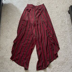 Elevenses Burgundy Striped Wide Leg Pants